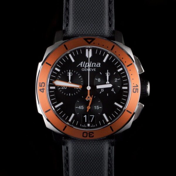 Photo of Alpina Seastrong Diver 300 Chronograph with orange bezel