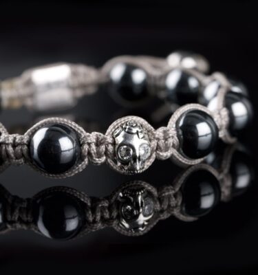 Photo of hematite beads and skull diamond bracelet